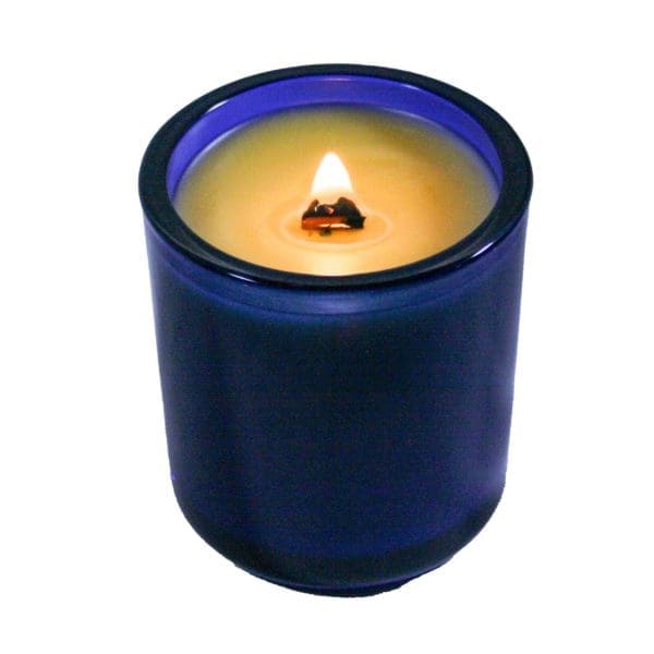8.5 oz Round Glass Container Candle in color Cobalt Blue
