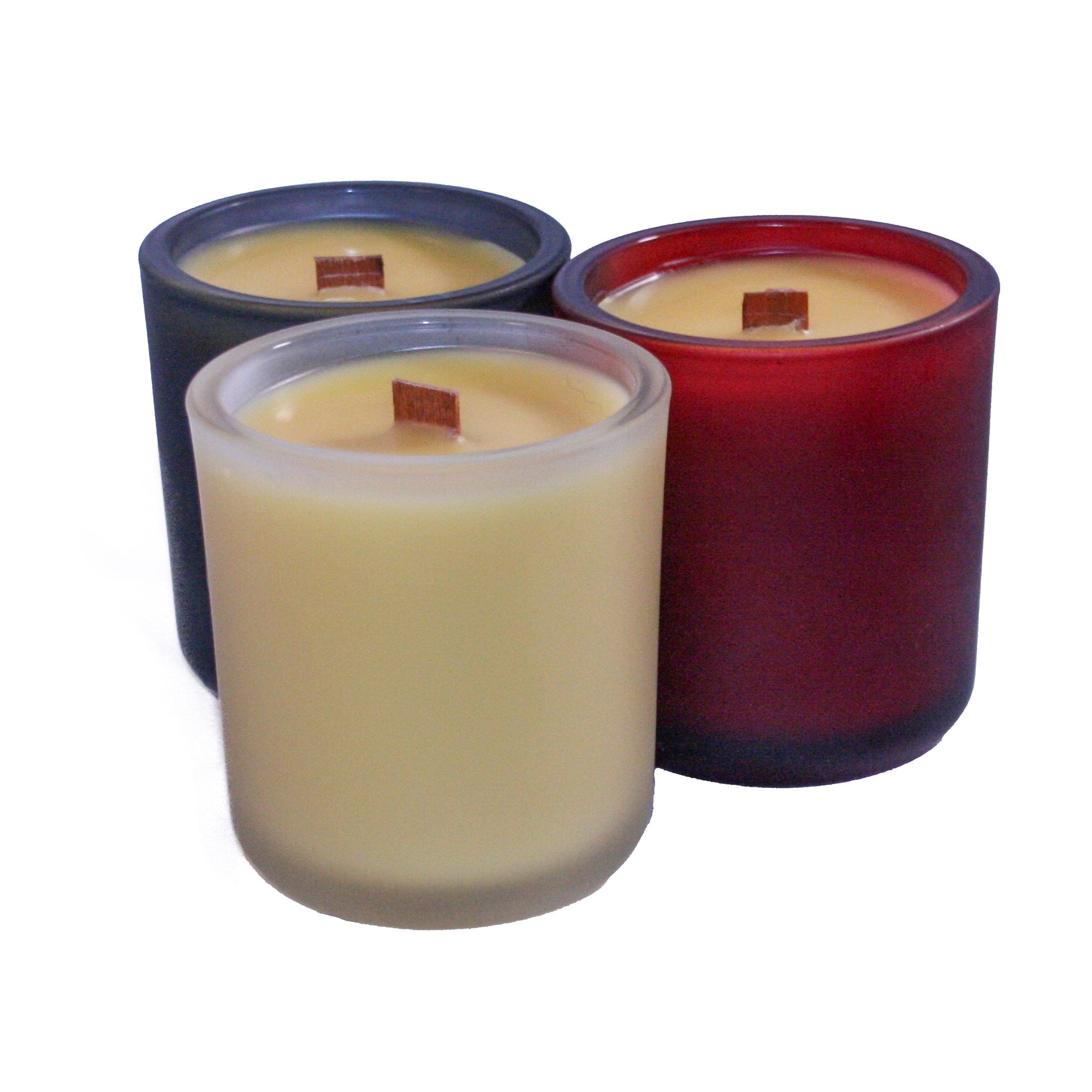 Group of three 8.5 oz Round Glass Container Candles